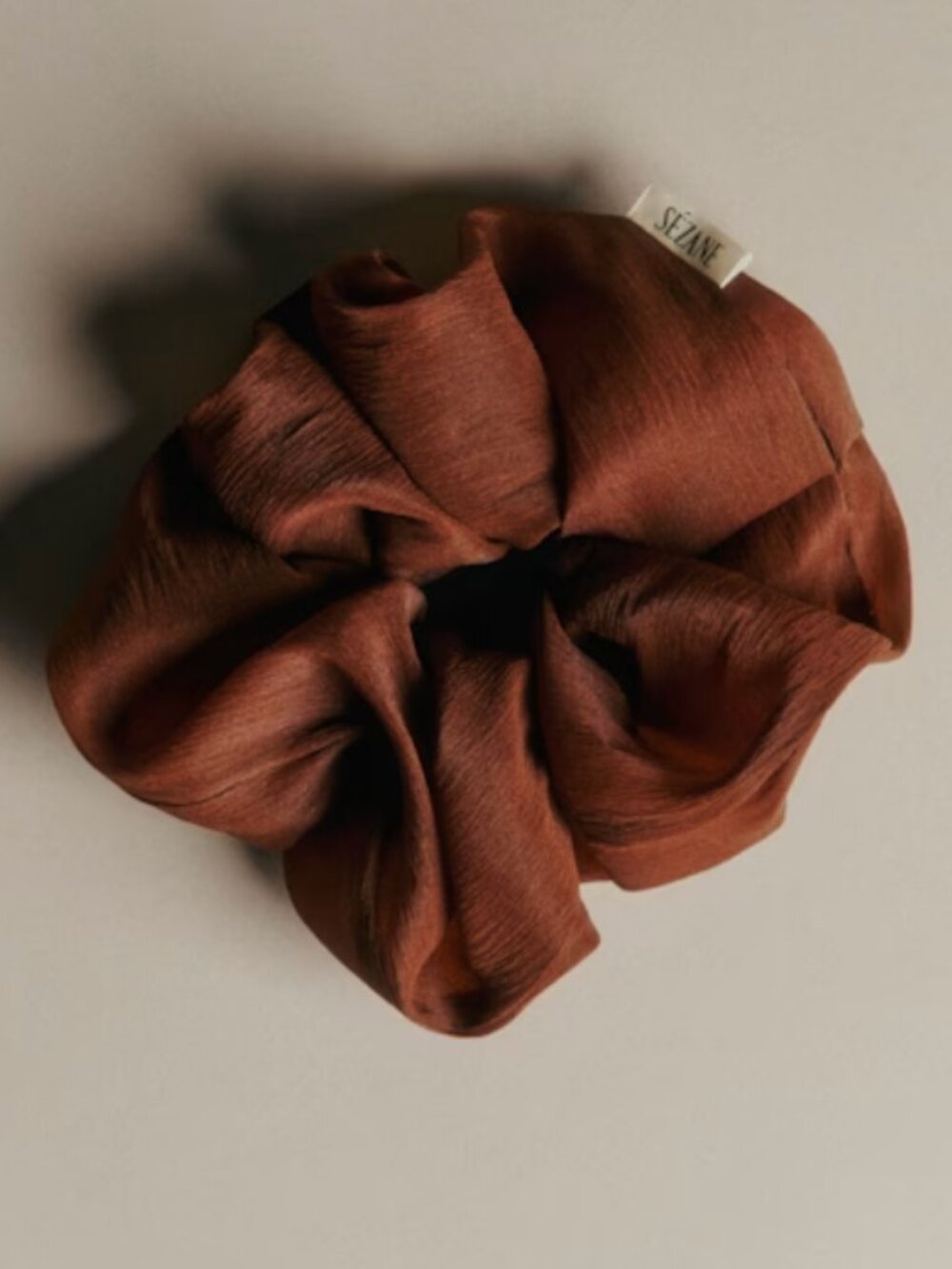 NWT Sézane organza scrunchie brown